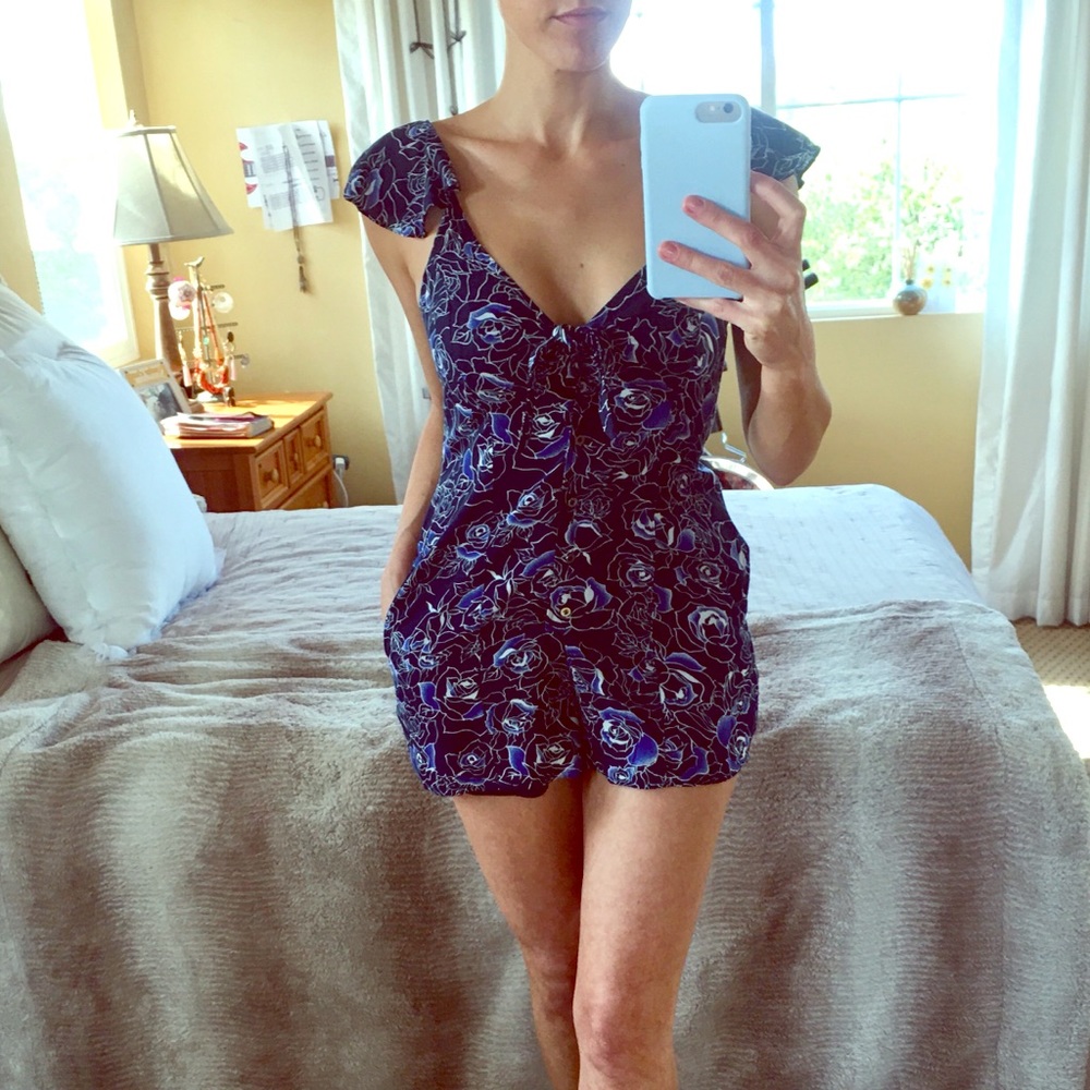Blue Floral Summer Romper Small - Picture 2 of 7